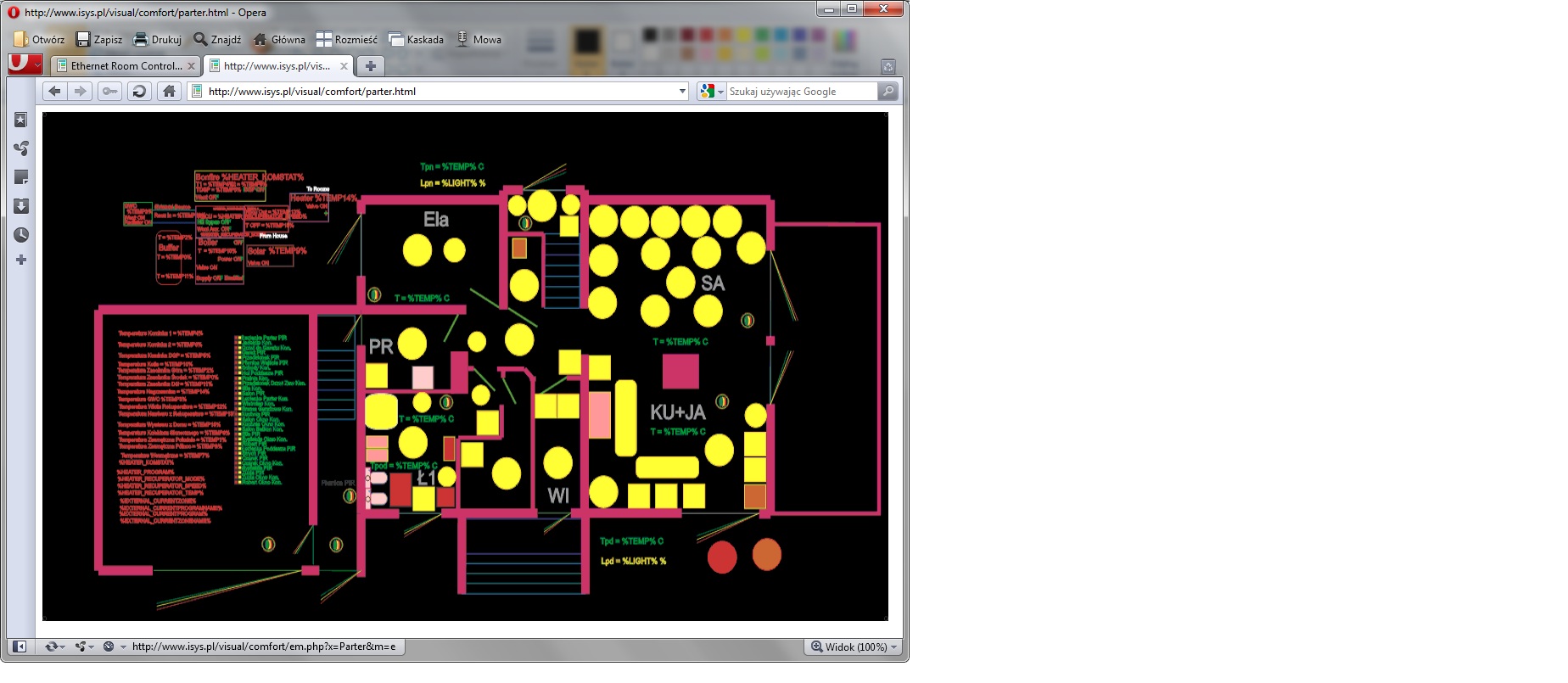  Home Control intelixente do navegador eHouse (mapas HTML) 