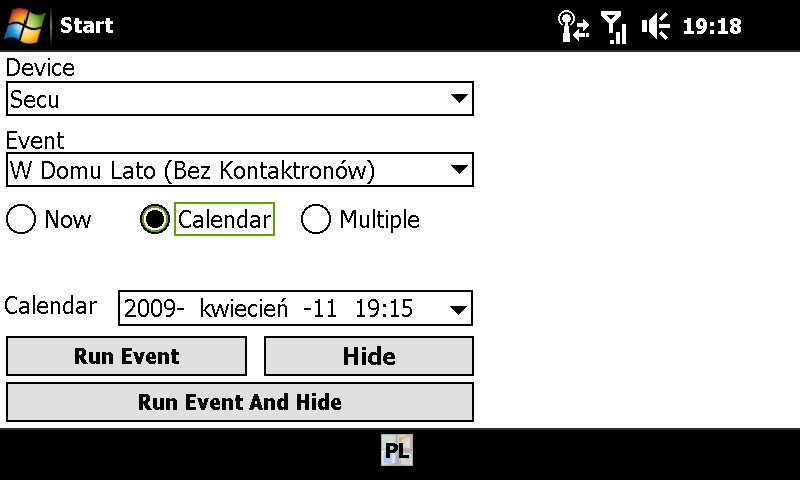 Automatyka domu, budynek eHouse zarządzanie domem z PDA, telefonu komórkowego TouchPhone, SmartPhone. Sterowanie tekstowe przez SMS, WiFi, eMail z aplikacji Windows Mobile i Java Mobile (MIDP)