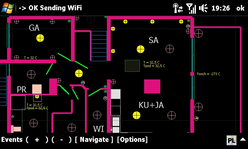  la maison intelligente , eHouse bâtiment - système de contrôle graphique avec visualisation de la PDA , téléphone mobile , Touchphone , SmartPhone . Application Windows Mobile 