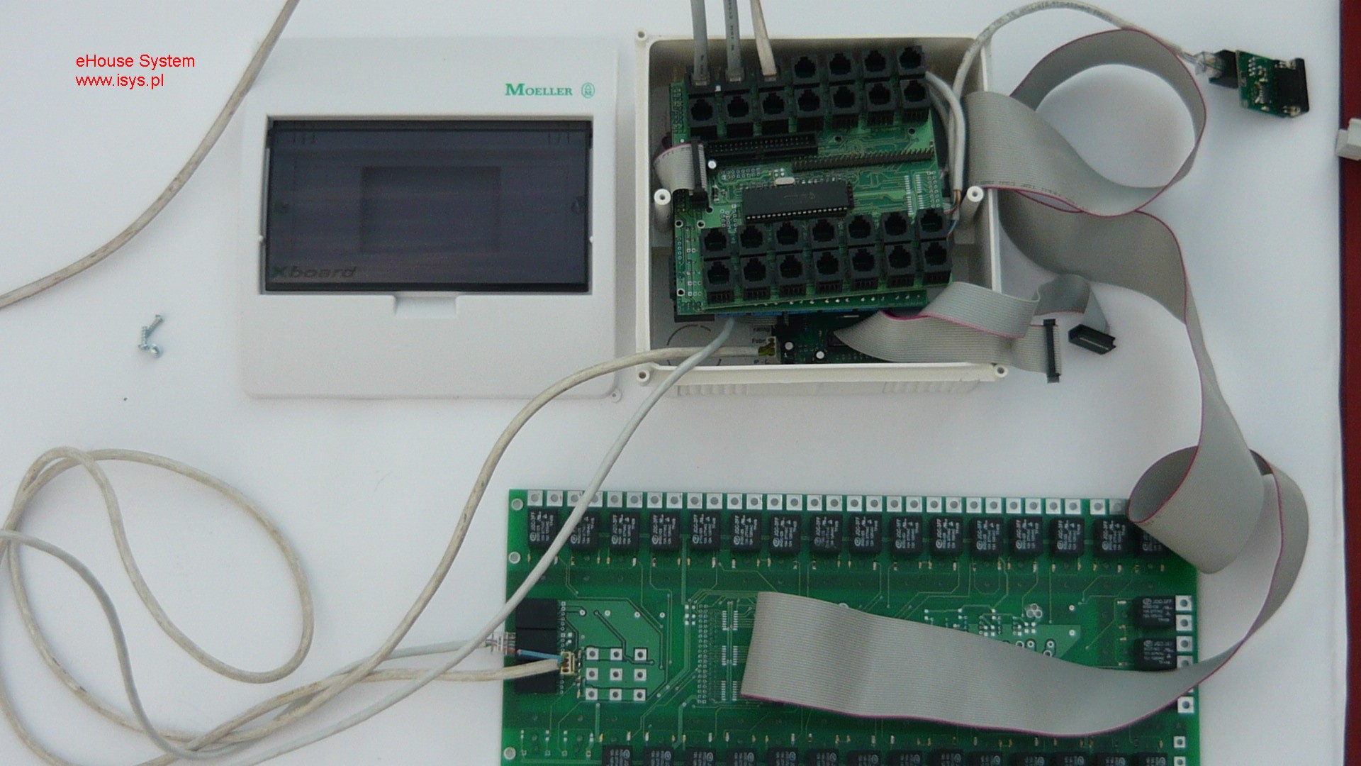 Inteligentny budynek, dom eHouse - Podłączenie Systemu zabezpieczeń z  modułem przekaźnikow i konwerterem RS232-RS485