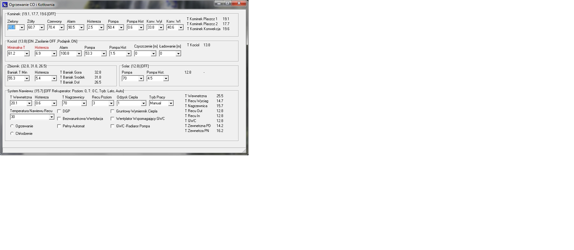  Intelligent ehouse house checking the status and parameters of central heating, ventilation, recuperation from a PC application - eHouse 