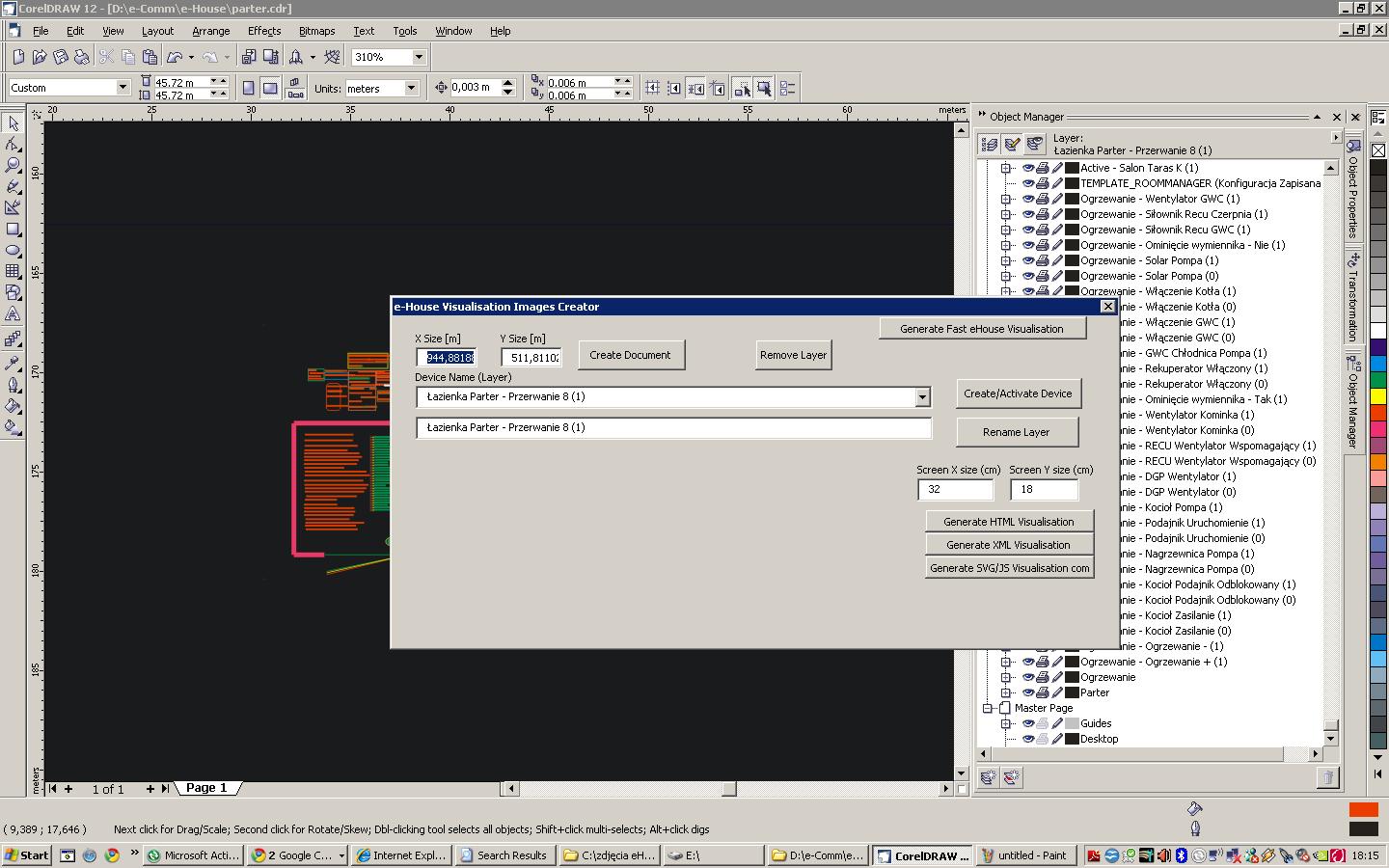  creating visualizations for eHouse in Corel Draw - exporting objects