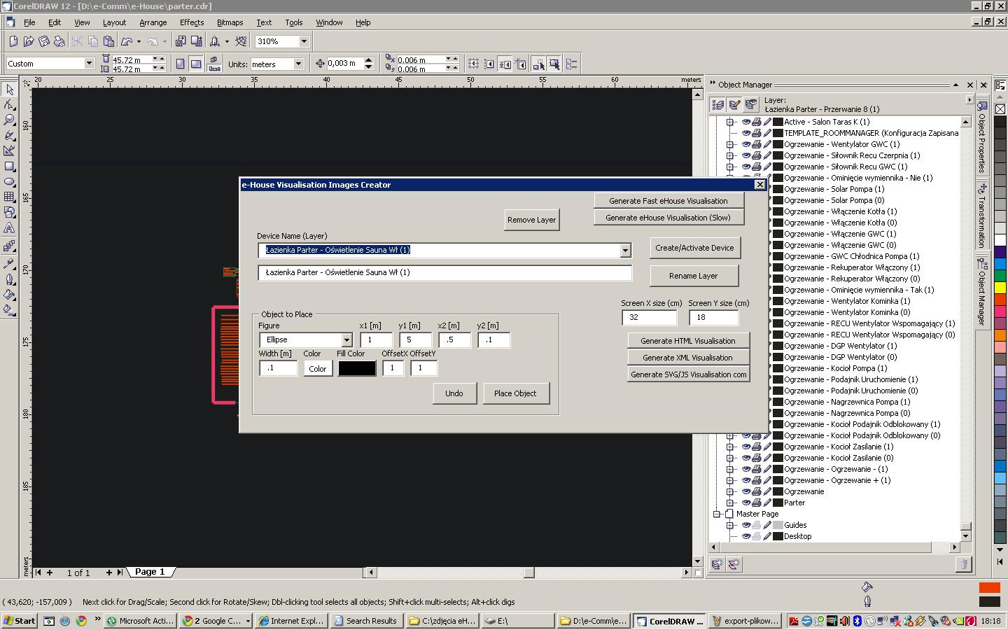 Corel Draw-da eHouse üçün vizuallaşdırmalar - görünüşü dəqiq yerləşdirmə