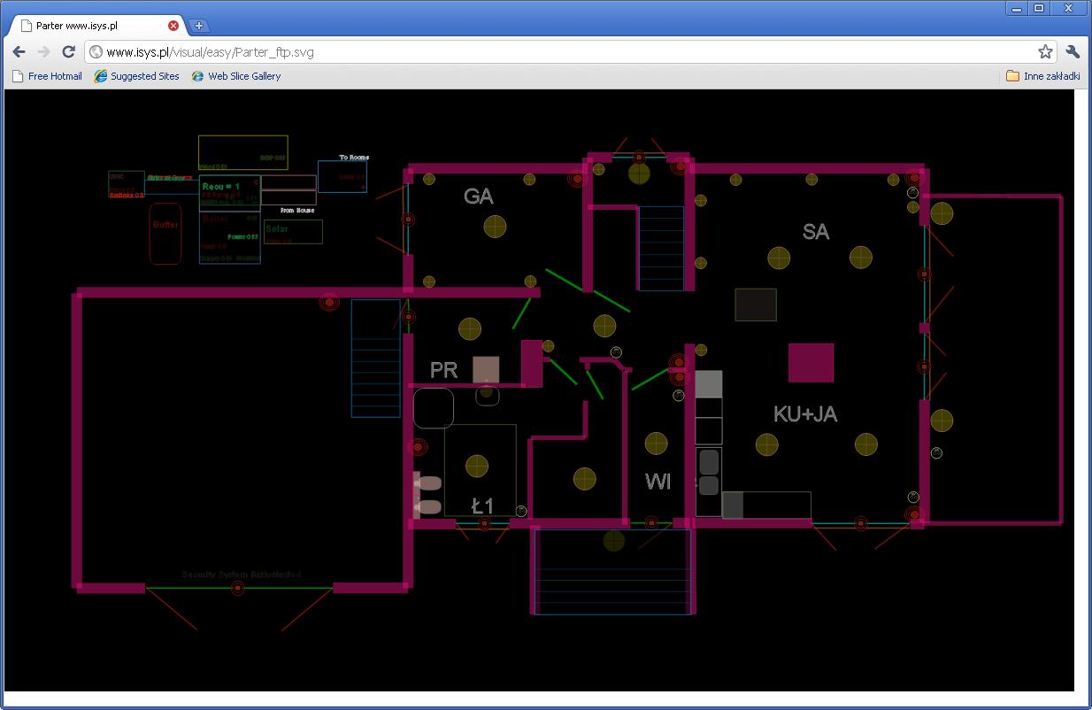 Smart home eHouse. Home control via a web browser (SVG)