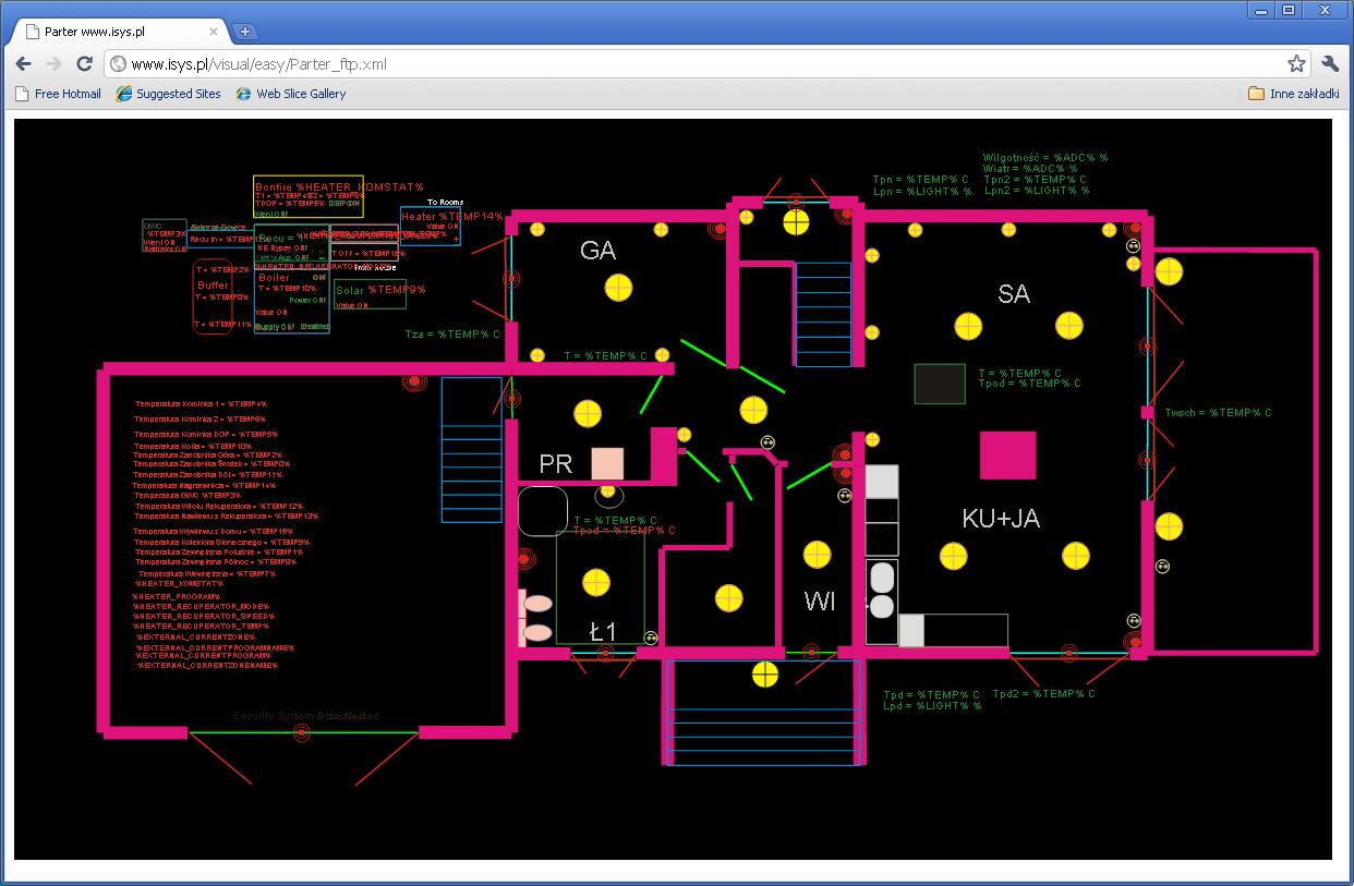  eHouse家庭自动化. 建筑物的控制通过网络浏览器（XML - SVG） 