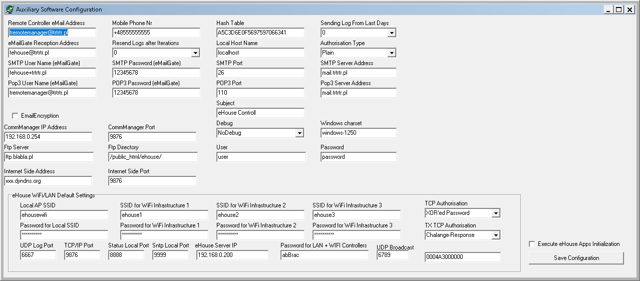 eHouse LAN / WiFi-konfigurationsapplikation