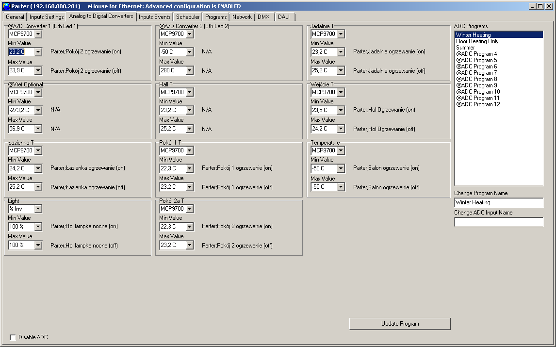 eHouse LAN / WiFi-konfigurationsapplikation