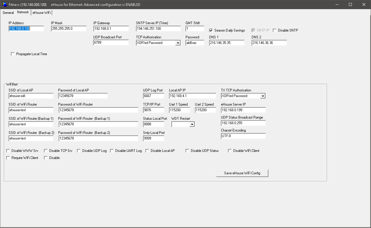 eHouse LAN / WiFi-konfigurationsapplikation