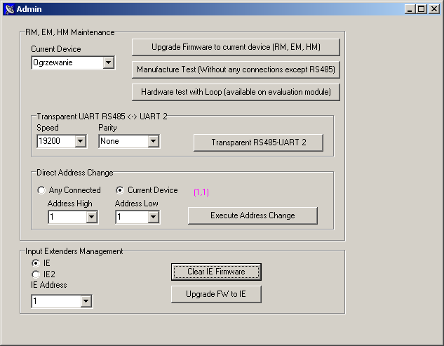 eHouse One RS-485/422 Konfiguracijska programska oprema